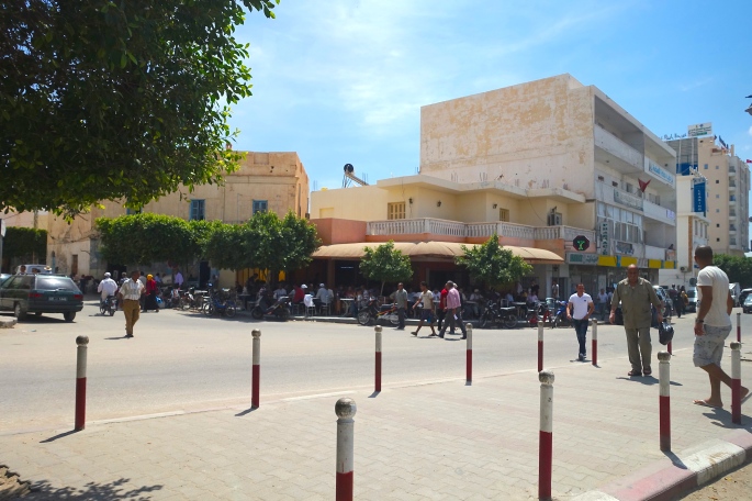 Men Everywhere on Street in Tunisia