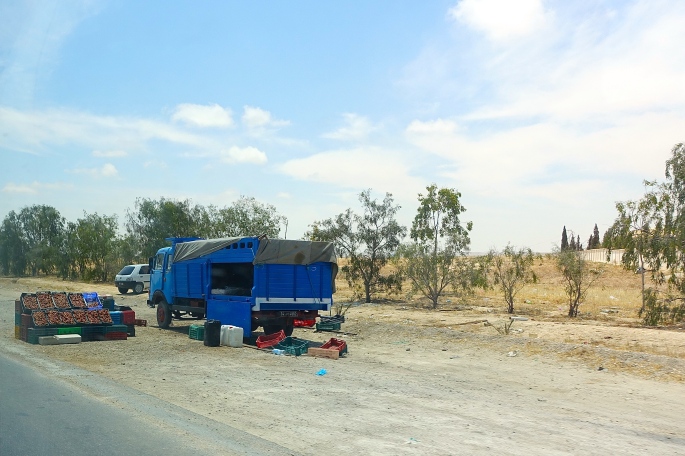 Truck Selling Dates by side of road in Tunisia
